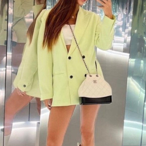 H&M Jackets & Blazers - H&M Oversized Green Double Breasted Blazer Jacket Pockets Button Long Sleeve 2XS